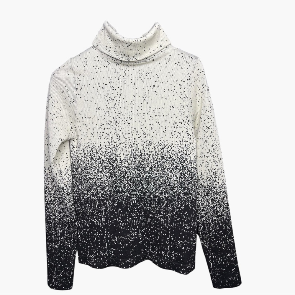 Gradient Print Ribbed Turtleneck Top S NWOT Chic Casual
